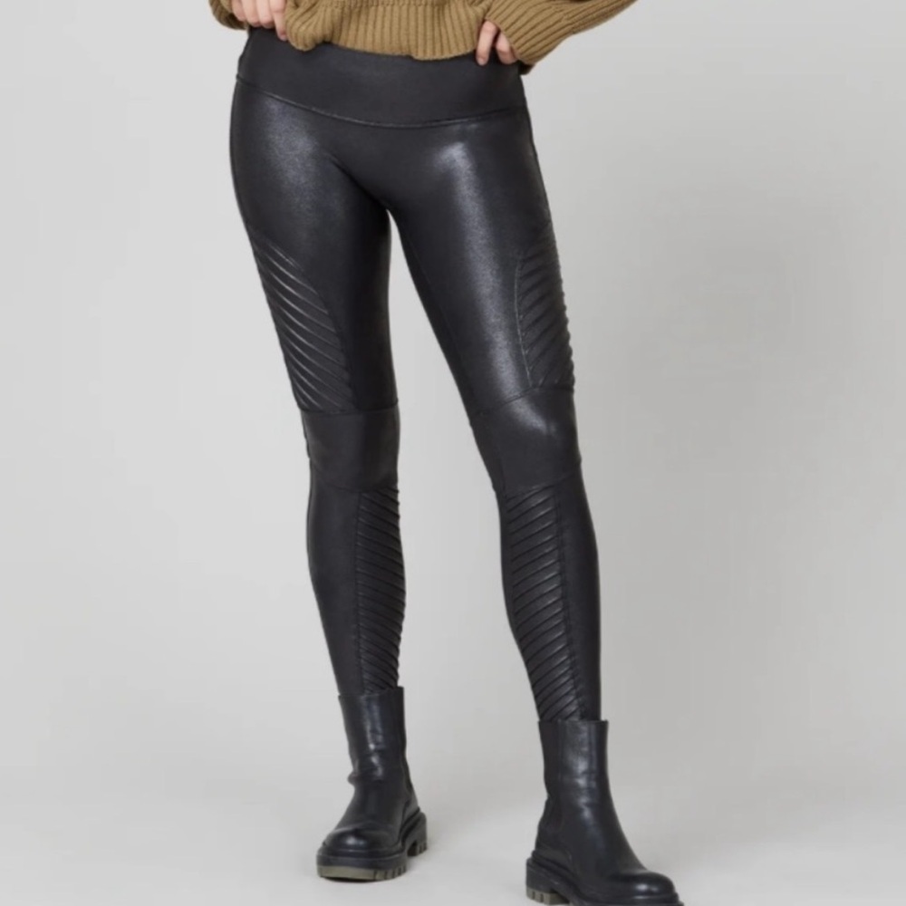 Spanx Faux Leather Moto Leggings - Medium